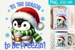 Funny winter sublimation PNG, Cute penguin shirt design Product Image 1