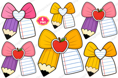 Teacher Pencil Paper Bow PNG, CUSTOM Name Teacher, Teacher Product Image 1