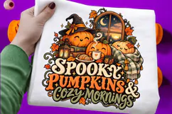 Spooky Pumpkins and Cozy Mornings Halloween Fall Sublimation Product Image 1