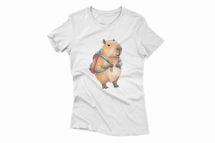 Cute Capybara with Backpack Holding a Pencil Watercolor PNG Product Image 4
