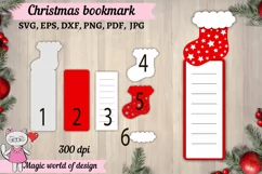 Christmas Santa's sock bookmark Template svg, paper cut svg Product Image 2