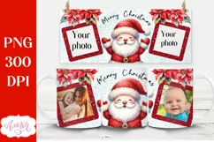 Christmas photo mug wrap PNG Sublimation, Santa mug png Product Image 2