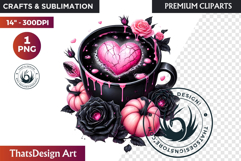 Gothic Halloween Drinks Pink and Black Sublimation clipart Product Image 1
