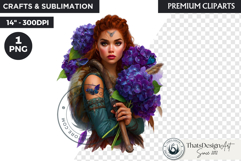 Royal Hydrangea Guardians Fantasy Warrior and Floral Graphic Product Image 1
