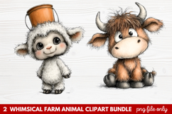 Whimsical Farm Animal Clipart | Cute Farm Animals PNG Set Product Image 1