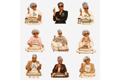 Mahjong Ladies Clipart PNG, Senior Mahjong Women Sublimation Product Image 6