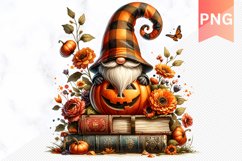 Halloween Gnome Books Sublimation - Halloween Clipart PNG Product Image 1