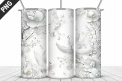 3D Christmas Doves Tumbler Wrap - 20 Oz Skinny Tumbler PNG Product Image 3