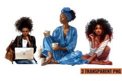 Watercolor Black Women Clipart, PNG Product Image 1