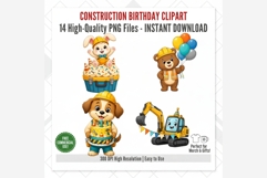 Construction Animals Birthday Clipart Bundle | 14 PNG Files Product Image 3