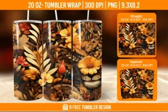 3D Flower Tumbler Wrap Designs , Sublimation Wrap Product Image 1