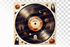 Retro Halloween Music Vinyl Record PNG Product Image 1
