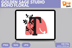 Golden Sage Studio Boho Floral Monogram Product Image 1