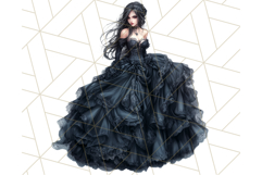 Victorian Gothic Wedding Dress PNG, Dark Bridal Clipart Product Image 2