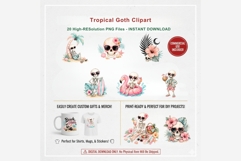 Tropical Goth Clipart Bundle | 20 PNG Files, Spooky Beach Product Image 3