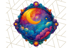 Whimsical Celestial Moon and Stars Clipart Constellation Png Product Image 2