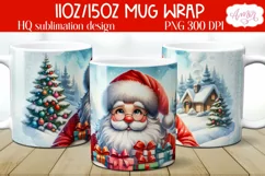 Santa mug wrap PNG Sublimation, Christmas mug template Product Image 1