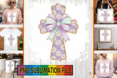 Cheerful TSHIRT Art PNG, Flower Cross Product Image 1