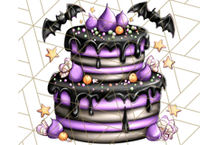 Whimsical Halloween Cake Clipart PNG, Spooky Desserts Product Image 2