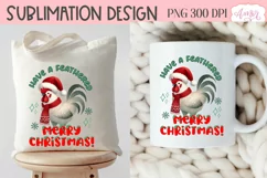 Merry Christmas sublimation PNG, Christmas rooster PNG Product Image 4