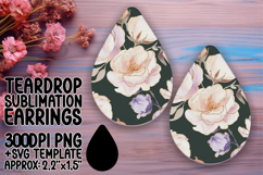 Bold Teardrop Earrings Design PNG , Flower Pattern Product Image 1