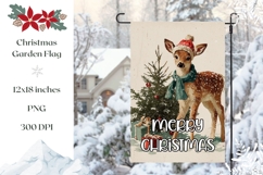 Merry Christmas Garden Flag, Vintage Deer Sublimation Product Image 1