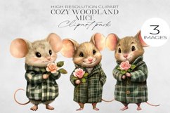 Cozy Woodland Mice Clipart PNG. Product Image 1