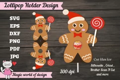 Gingerbread man in Santa hat lollipop Holder svg, papercut Product Image 3