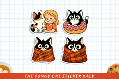 Cute &amp; Funny Cat Printable Stickers, PNG. Product Image 1