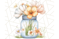 Flowers in Glass Jars PNG, Rustic Floral Watercolor Clipart Product Image 2