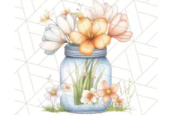 Flowers in Glass Jars PNG, Rustic Floral Watercolor Clipart Product Image 2