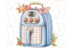 Blue Cottagecore Kitchen Clipart, Vintage Country Floral Png Product Image 2