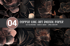 Copper Line Art Digital Paper Product Image 1