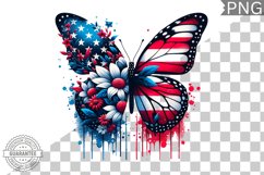 4Th Of July Flora Butterfly - Sublimation 4th of July PNG Product Image 1