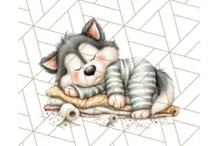 Christmas Pets in Pajamas Clipart PNG, Christmas Png Clipart Product Image 2