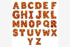 Fall Leaves Alphabet PNG Bundle, A-Z Autumn Leaf Letters Product Image 3
