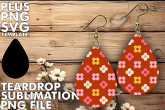 Stylish Teardrop Earrings Gift PNG, Valentine's Pattern Product Image 1