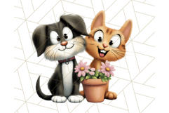 Dog and Cat Friends PNG, Cute Pet Clipart, Funny Animal Art Product Image 2