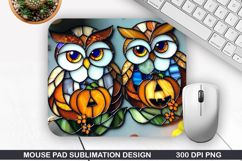 Halloween Owls Mouse Pad Sublimation,Halloween Mouse Pad PNG Product Image 1