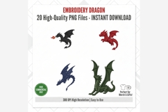 Embroidery Dragon Clipart Bundle | 20 PNG Files, Fantasy Product Image 3