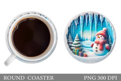 Cute Snowman Coaster Design. Christmas Coaster Sublimation Product Image 1