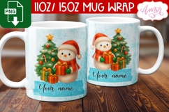 Custom Christmas mug wrap PNG, Cute Snowman png template Product Image 3