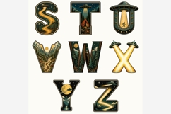 Retro UFO Bigfoot Alphabet PNG Bundle | Vintage Cryptid A-Z Product Image 4