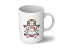 Braided Hair Stitched Doll Rainbow Halloween Voodoo PNG Product Image 6