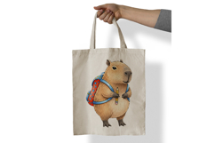 Cute Capybara with Backpack Holding a Pencil Watercolor PNG Product Image 6