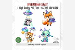 UFO Birthday Clipart | 11 PNG Files | Cute Space Birthday Product Image 4