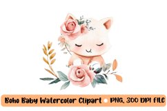 Boho baby watercolor clipart, nursery animal clipart Product Image 1