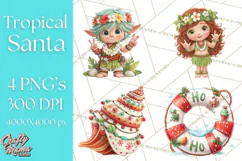 Tropical Santa Clipart Beach Christmas Clip Art Holiday PNG Product Image 1