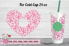 Pink Ribbon heart svg for Full Wrap Venti Cold Cup 24 oz Product Image 2
