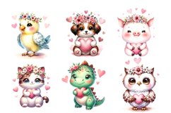Animals Valentine’s Day Clipart|Clipart sublimation Designs Product Image 4